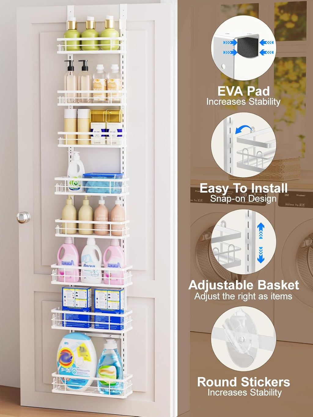 White Metal 9-Tier Door Spice Organizer