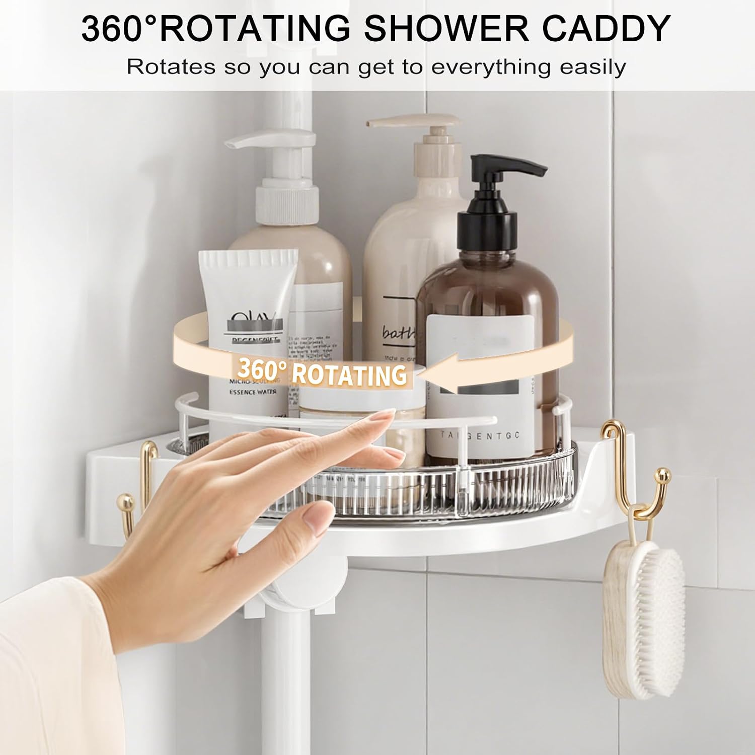 White 4-Tier Rotating Tension Shower Caddy