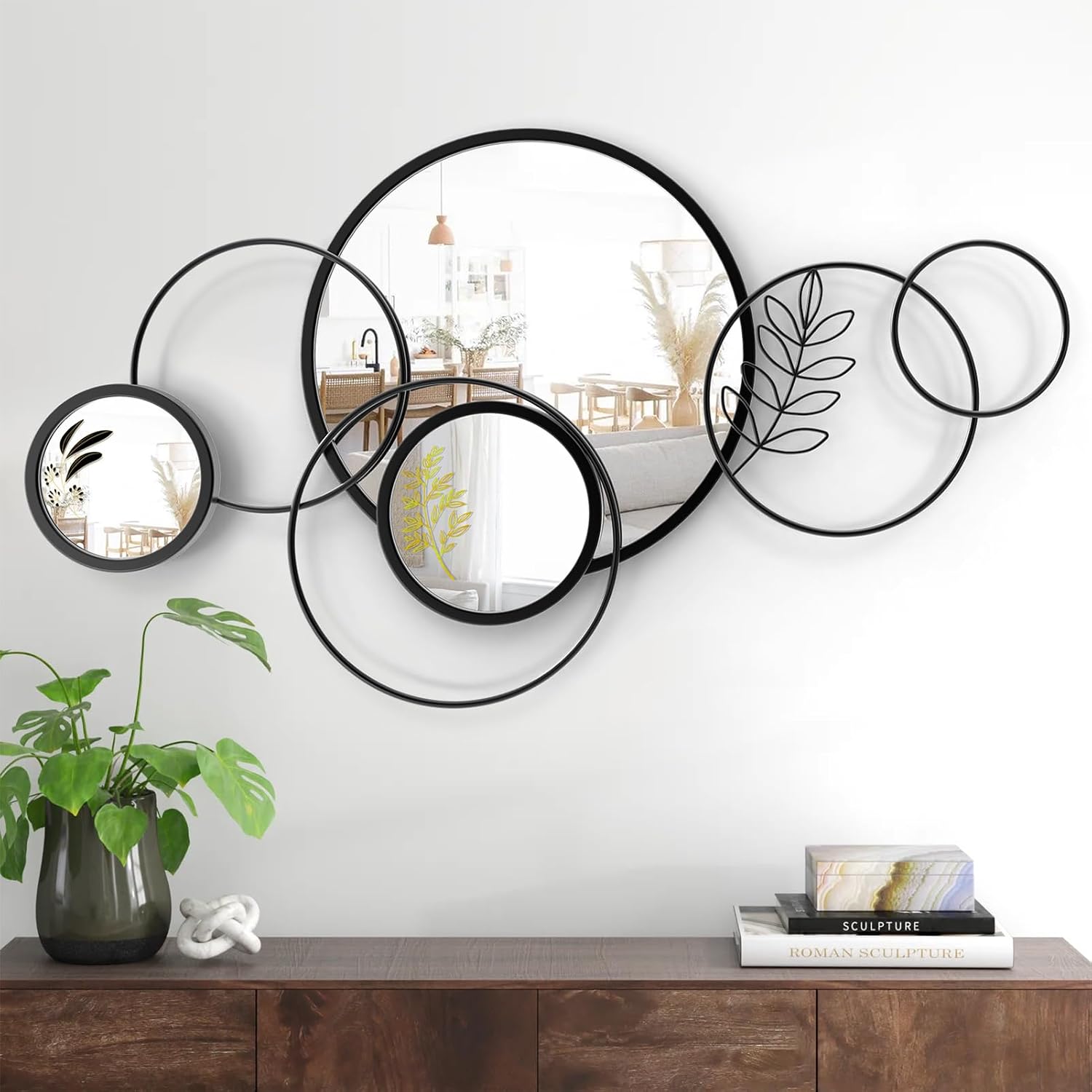 Large Metal Round Decor Wall Mirror
