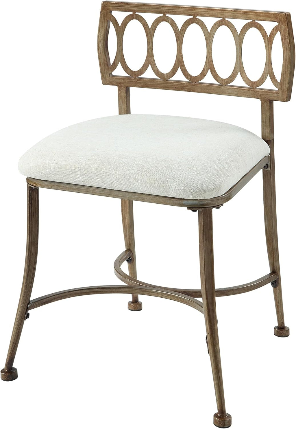 Golden Bronze Iron Frame Linen Low Back Vanity Stool