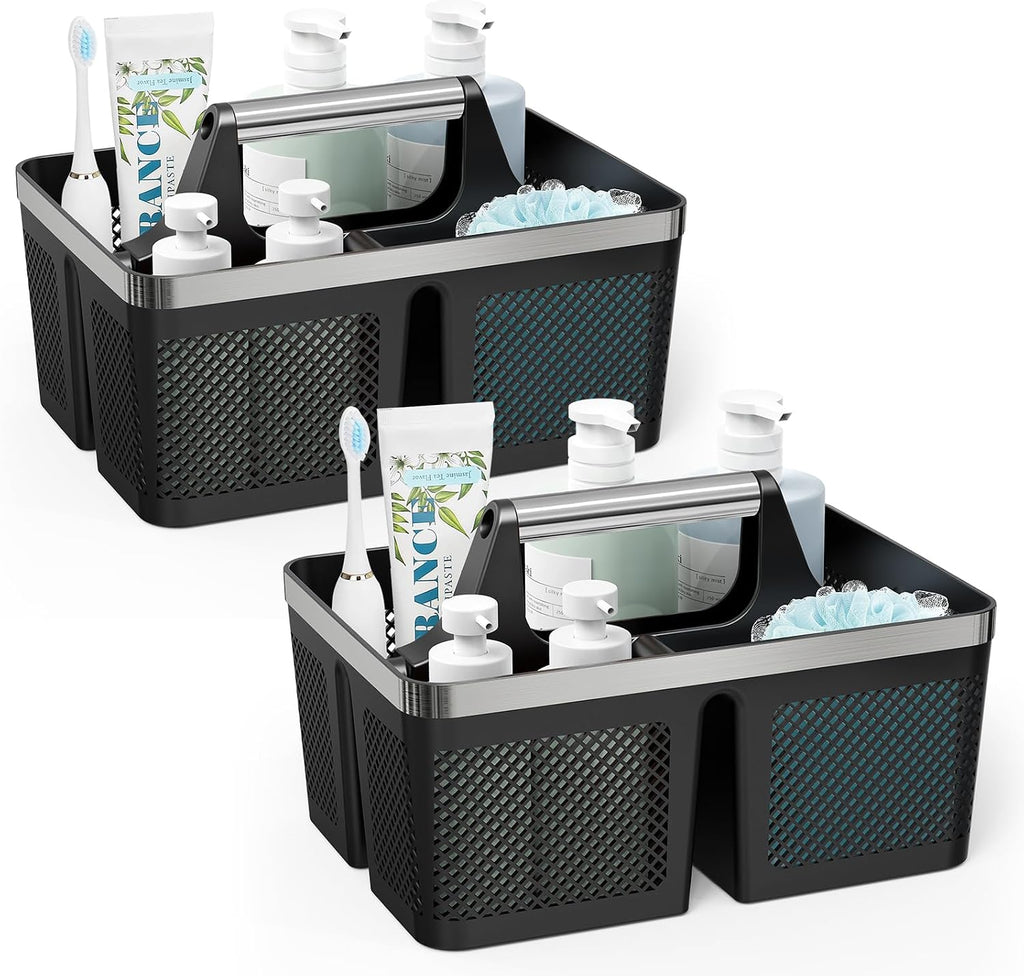 2 Pack Black Portable Dorm Shower Tote Caddy