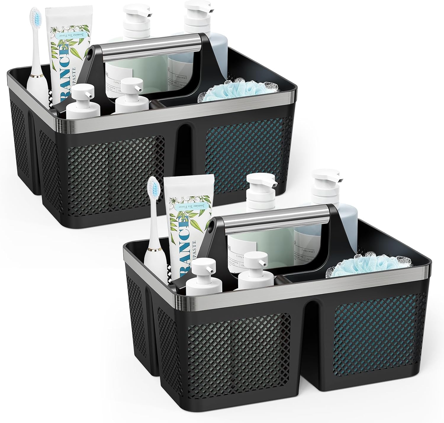 2 Pack Black Portable Dorm Shower Tote Caddy