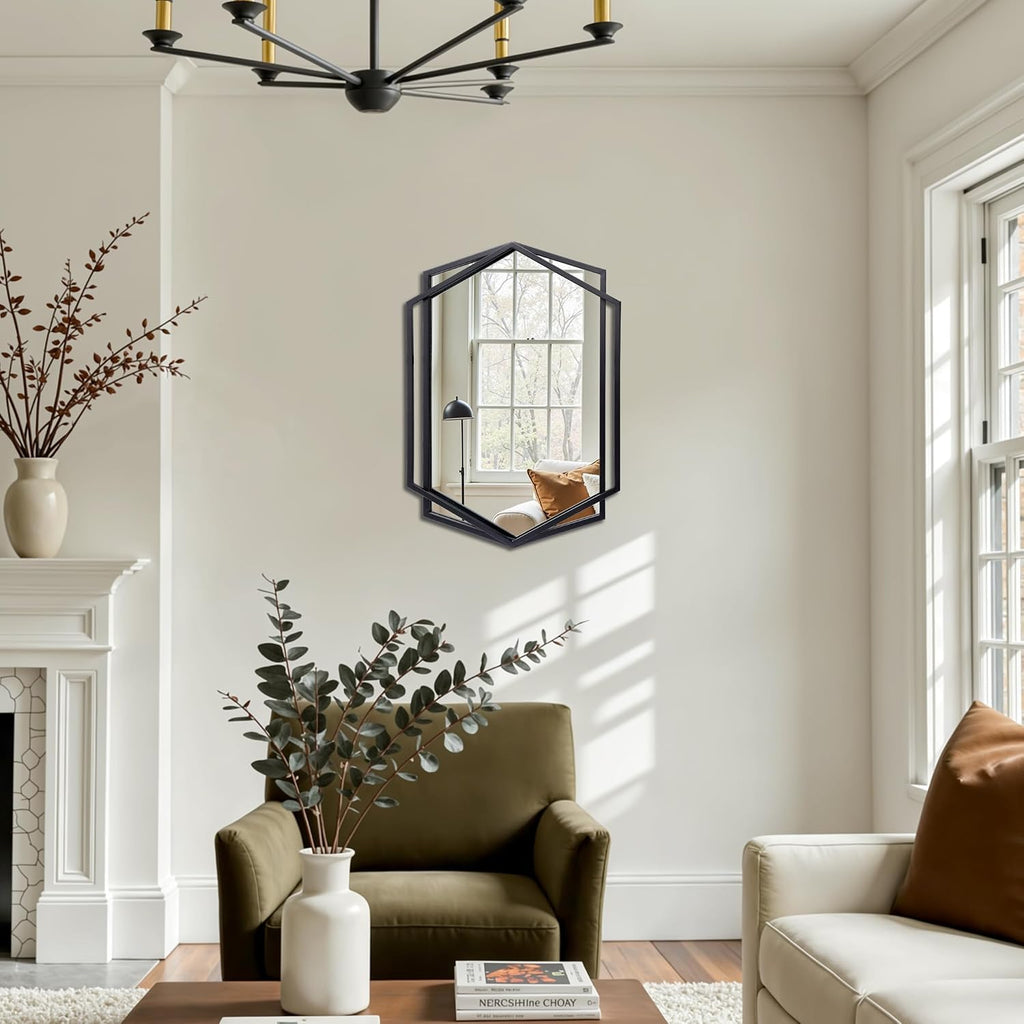 Black Metal Frame Vanity Wall Mirror