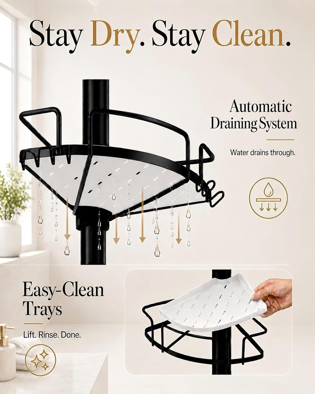 4-Tier Tension Pole Corner Shower Caddy