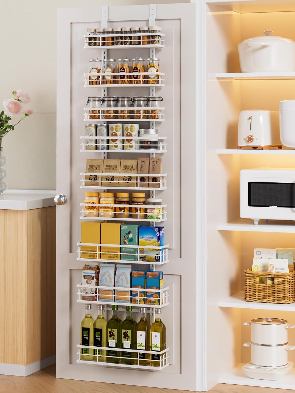 White Metal Over Door Pantry Organizer