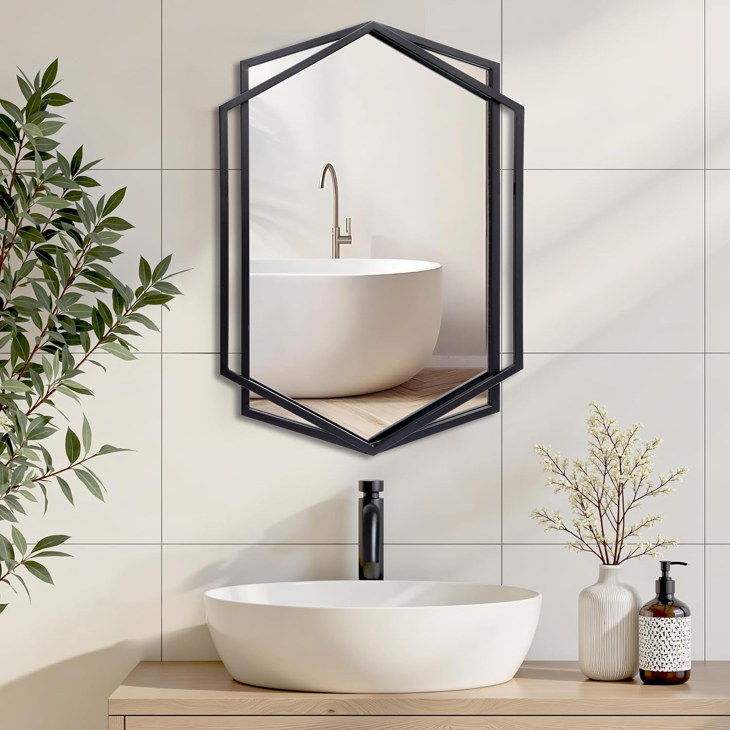 Black Metal Frame Vanity Wall Mirror
