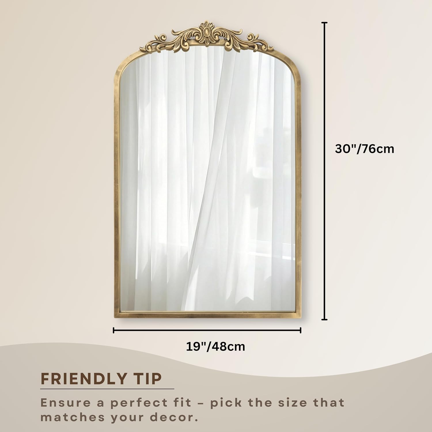 Gold Ornate Vintage Arched Mirror