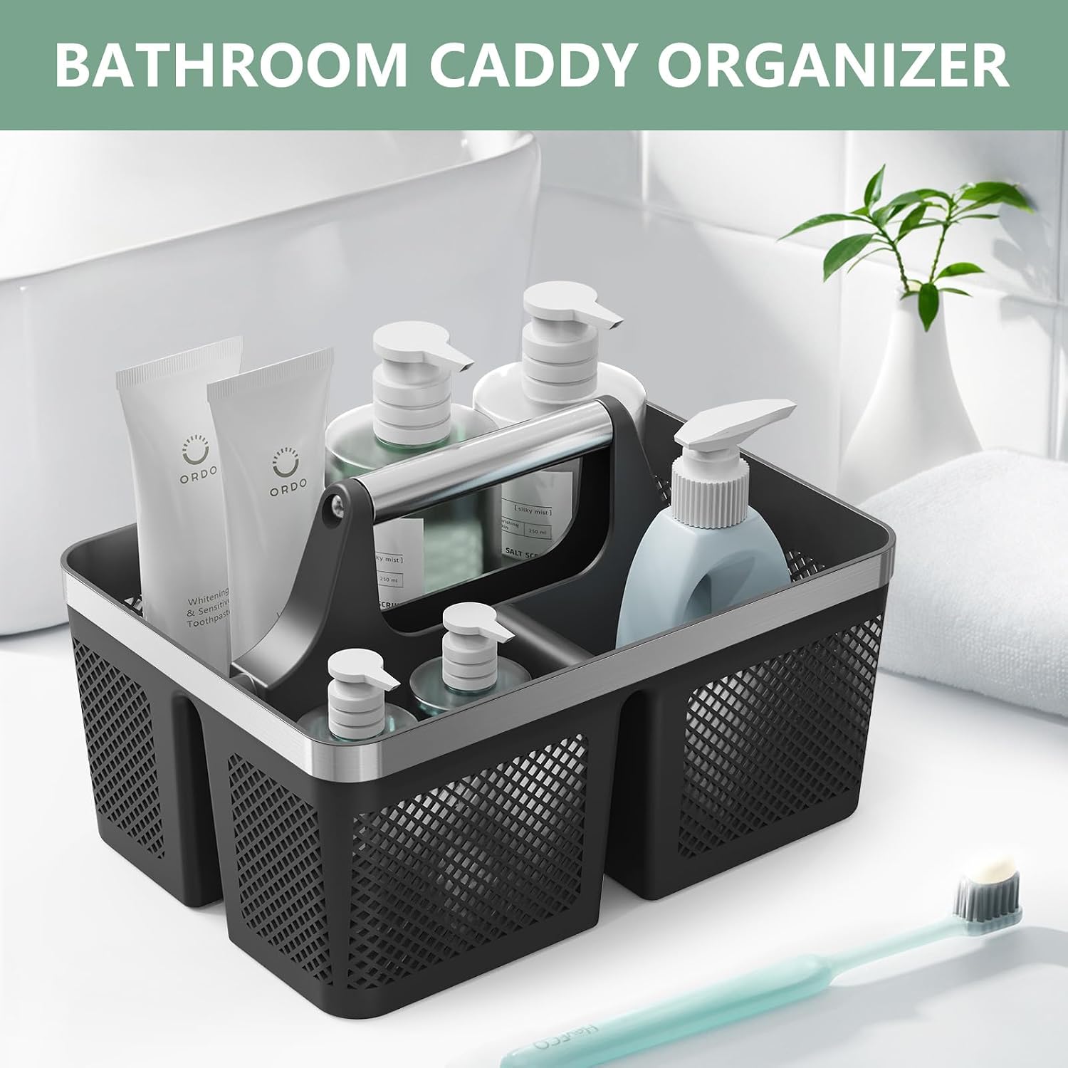 2 Pack Black Portable Dorm Shower Tote Caddy