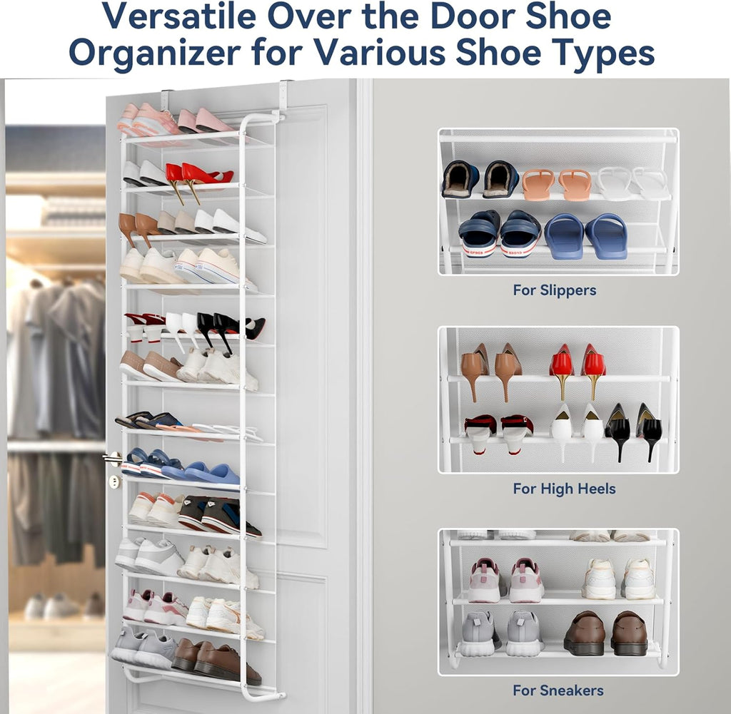 White Mesh Over Door Shoe Organizer