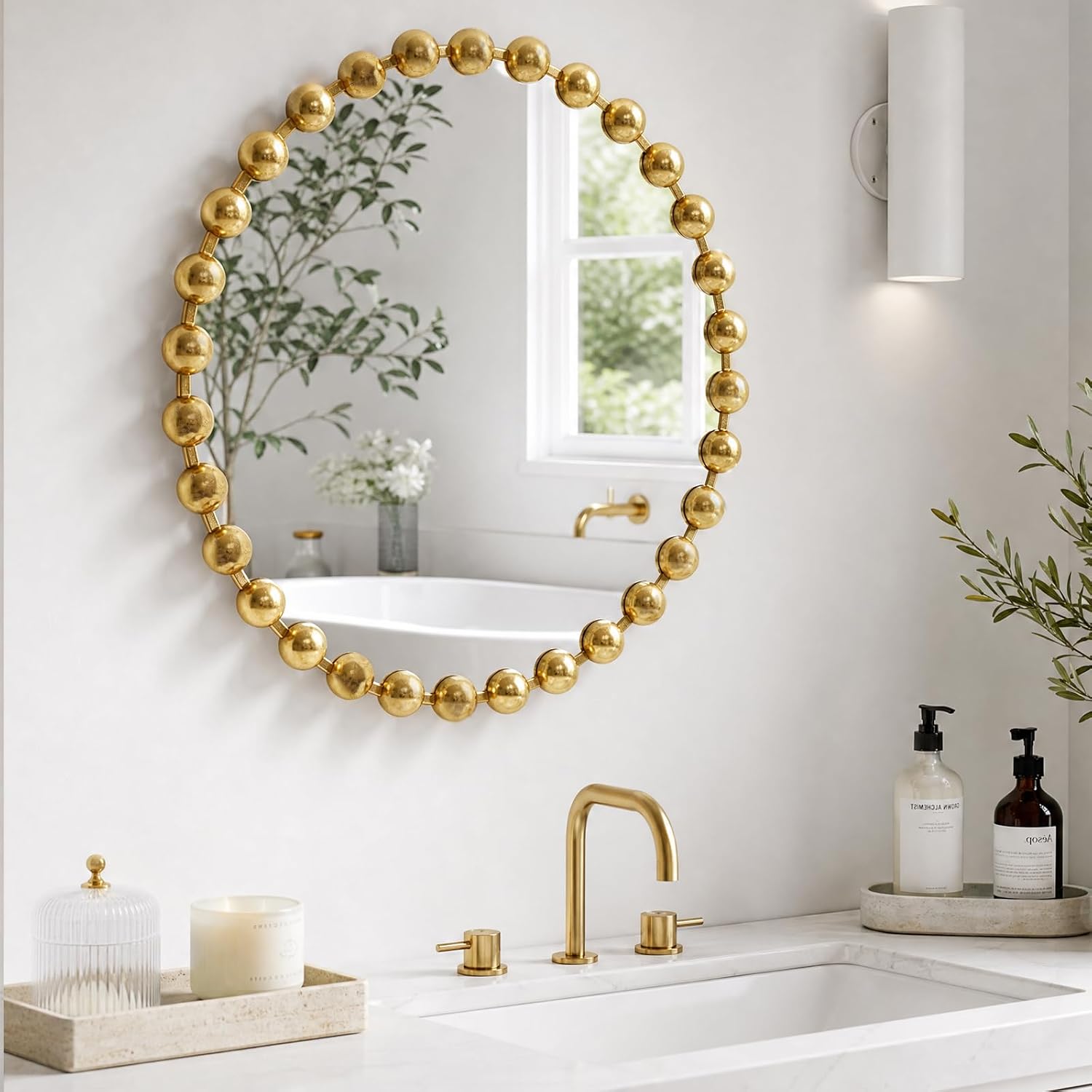 Gold Metal Round Wall Mirror