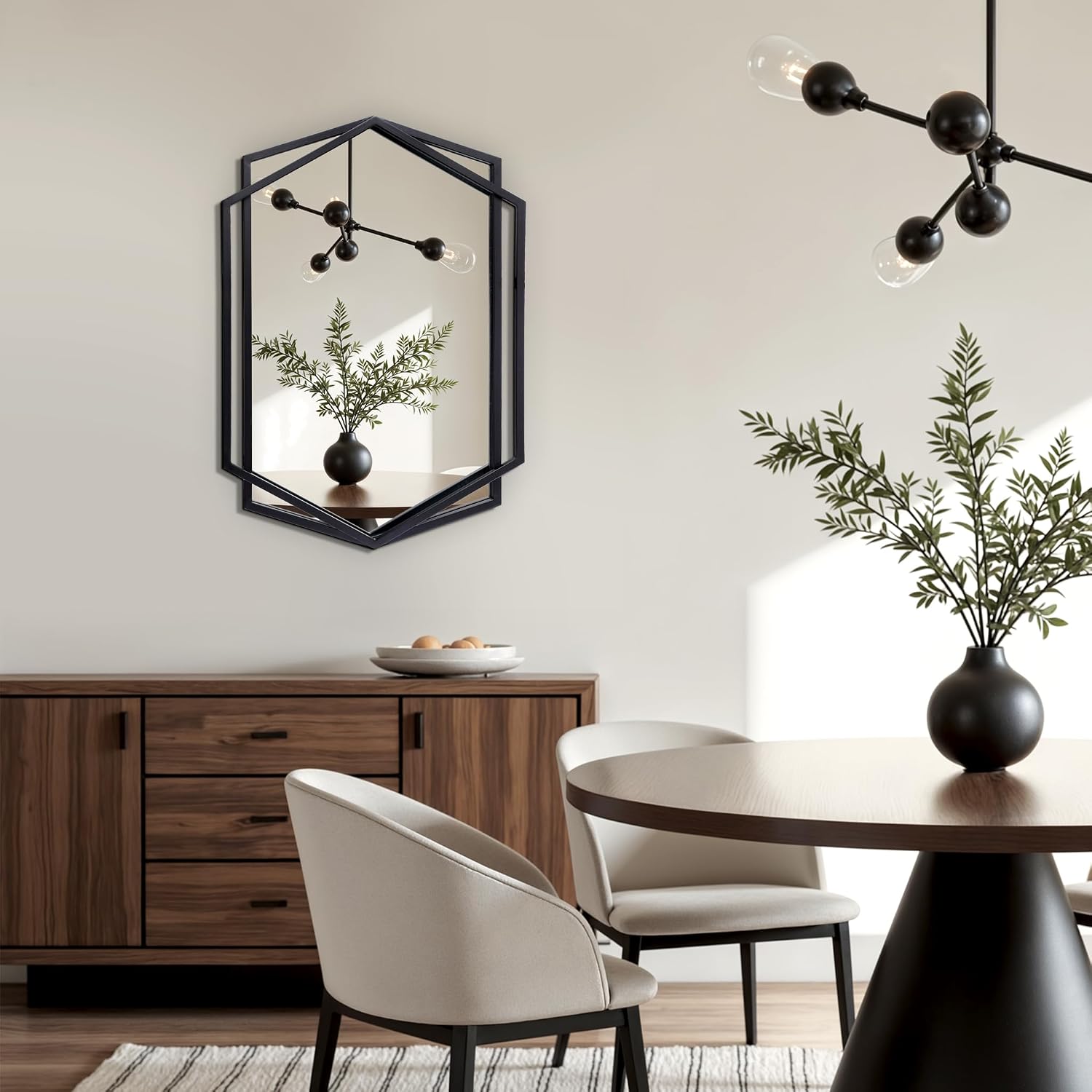 Black Metal Frame Vanity Wall Mirror