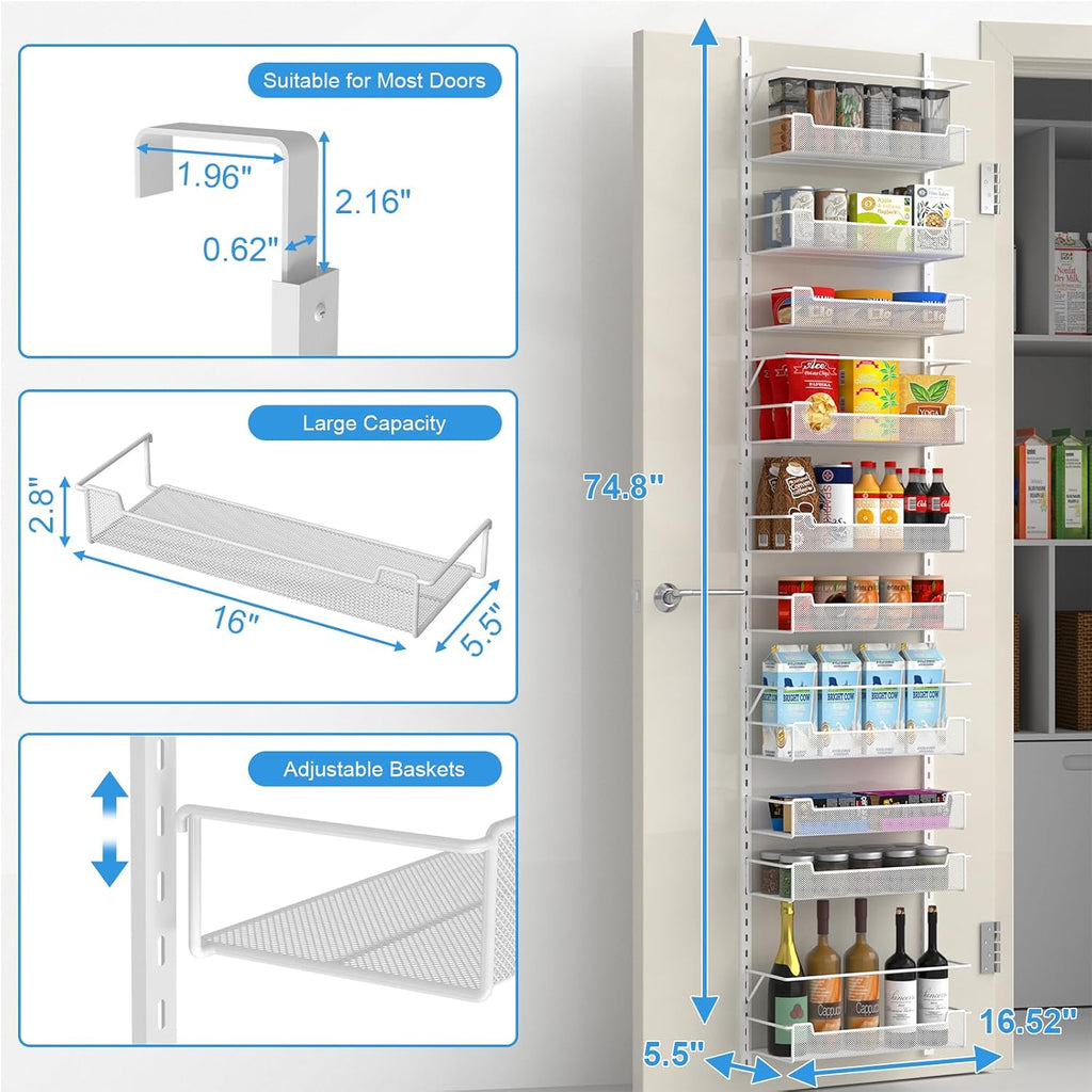 White Over Door Pantry Storage Organizer