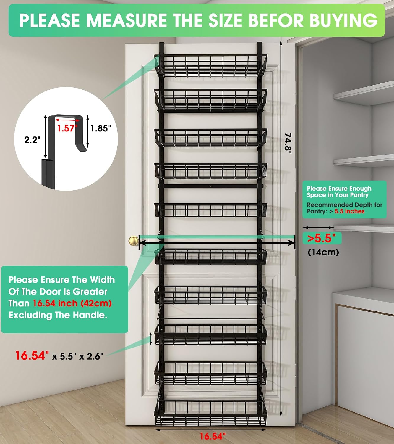 Black 10-Tier Door Pantry Organizer