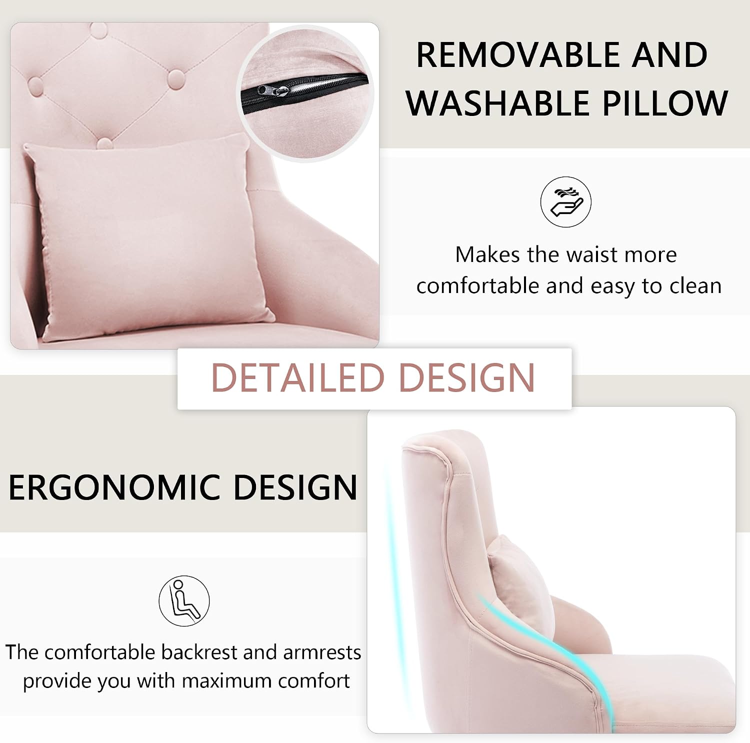 Velvet Backrest Makeup Vanity Chair