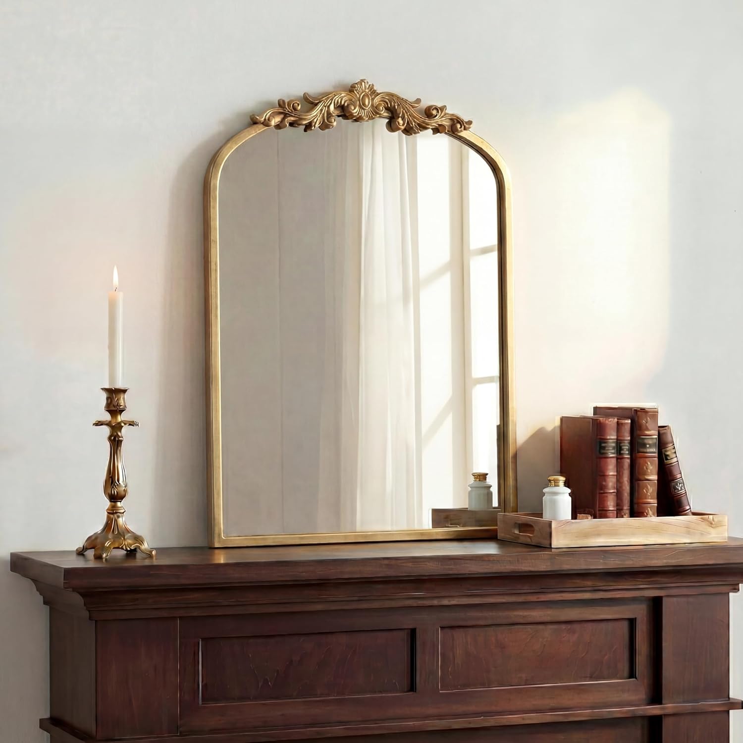 Gold Ornate Vintage Arched Mirror