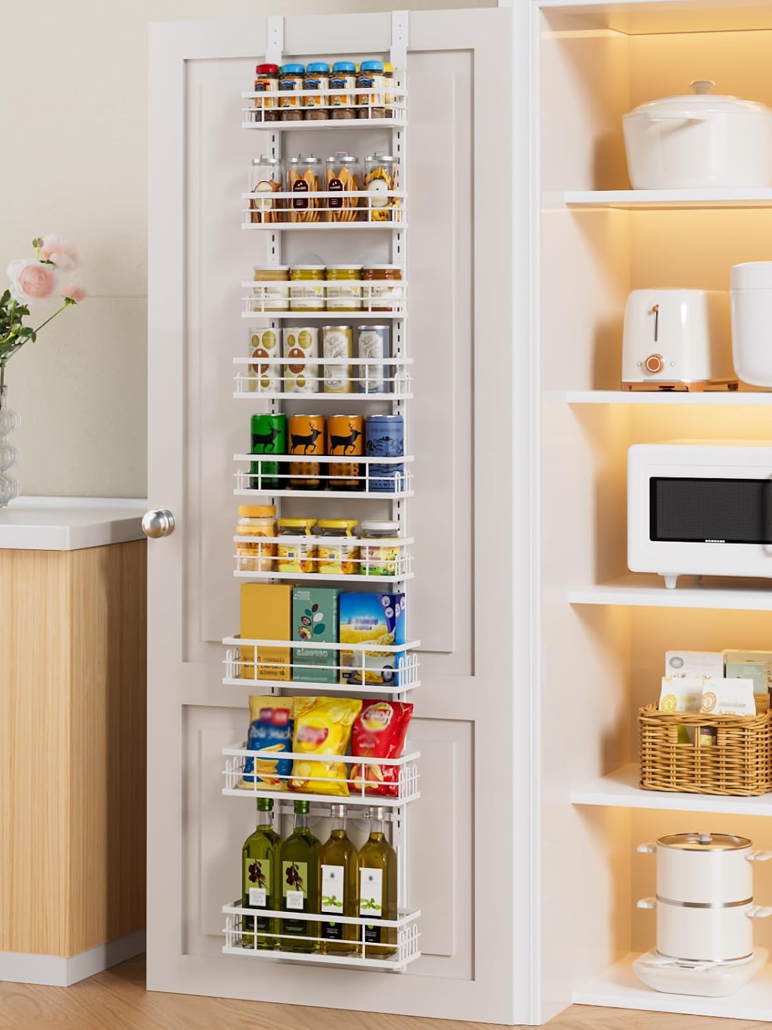 White Metal 9-Tier Door Spice Organizer