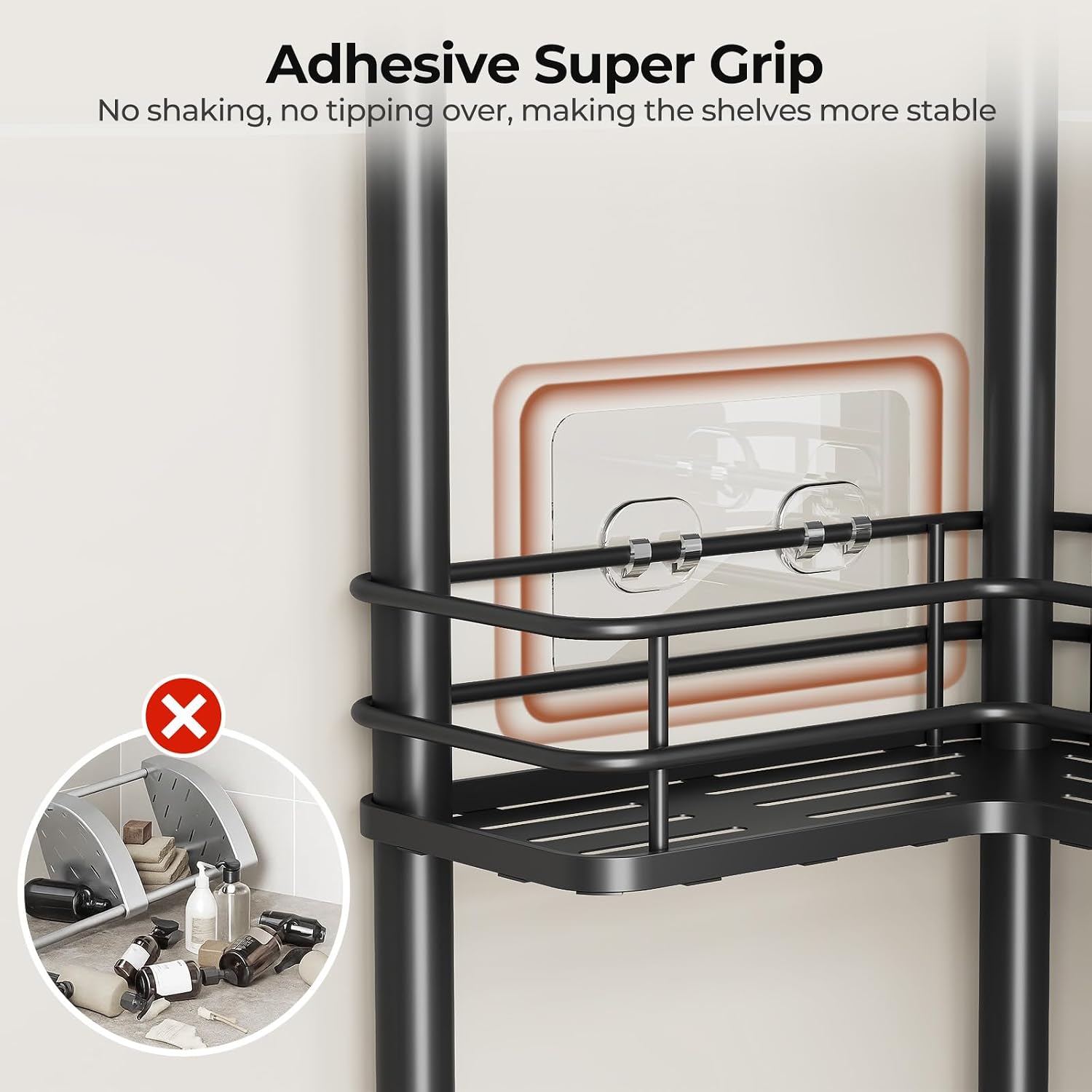 Black 4-Tier Standing Shower Corner Caddy