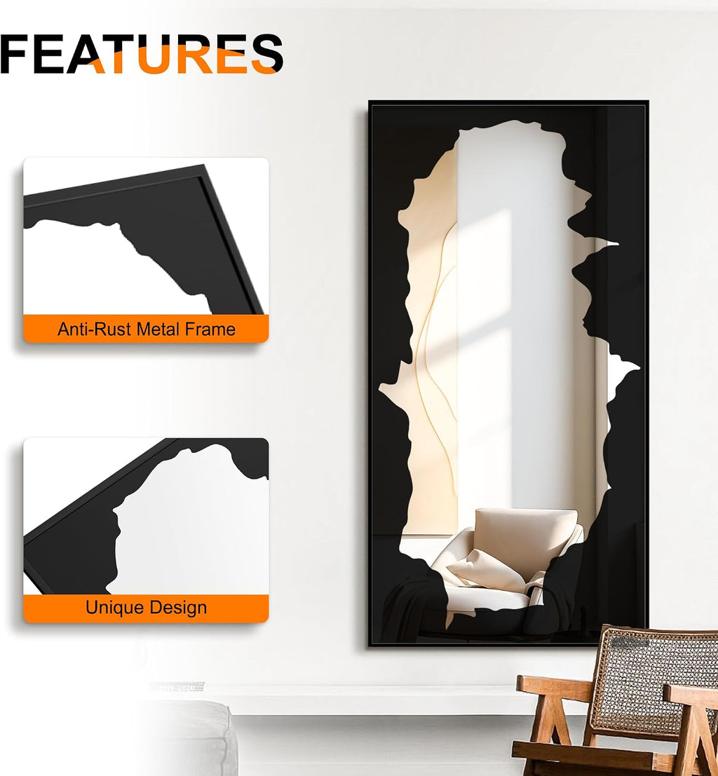 Black Abstract Full Length Standing Mirror