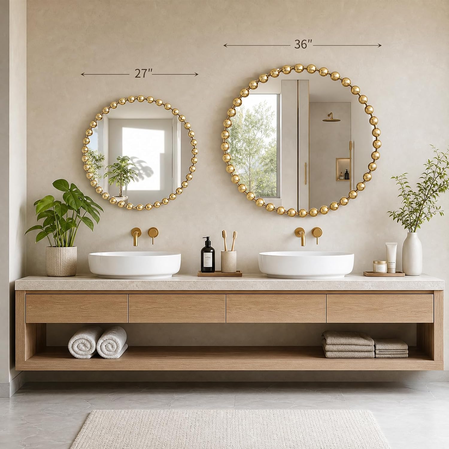 Gold Metal Round Wall Mirror