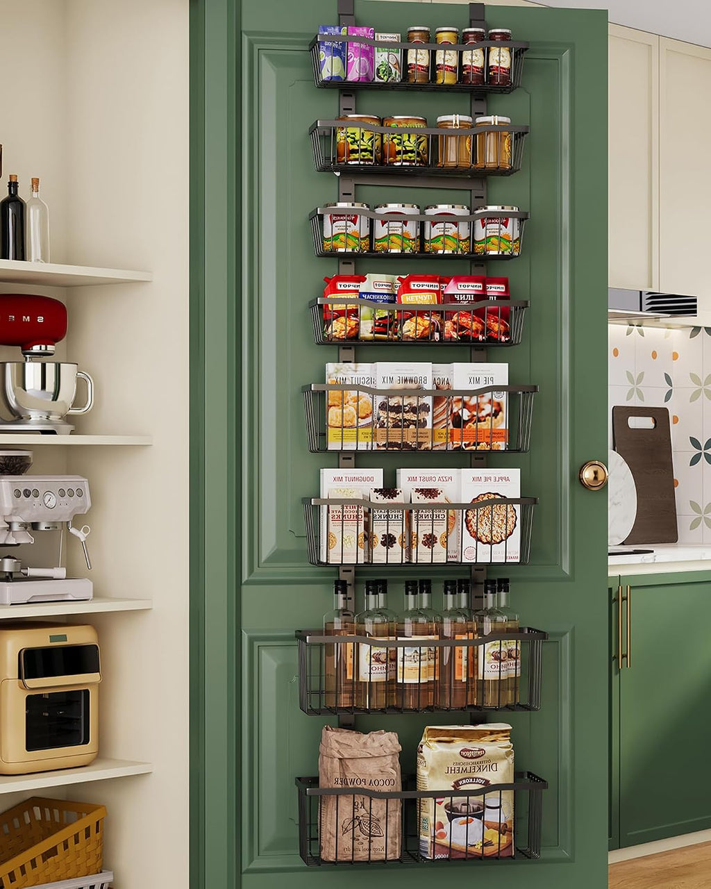 Black 8-Tier Metal Door Pantry Organizer