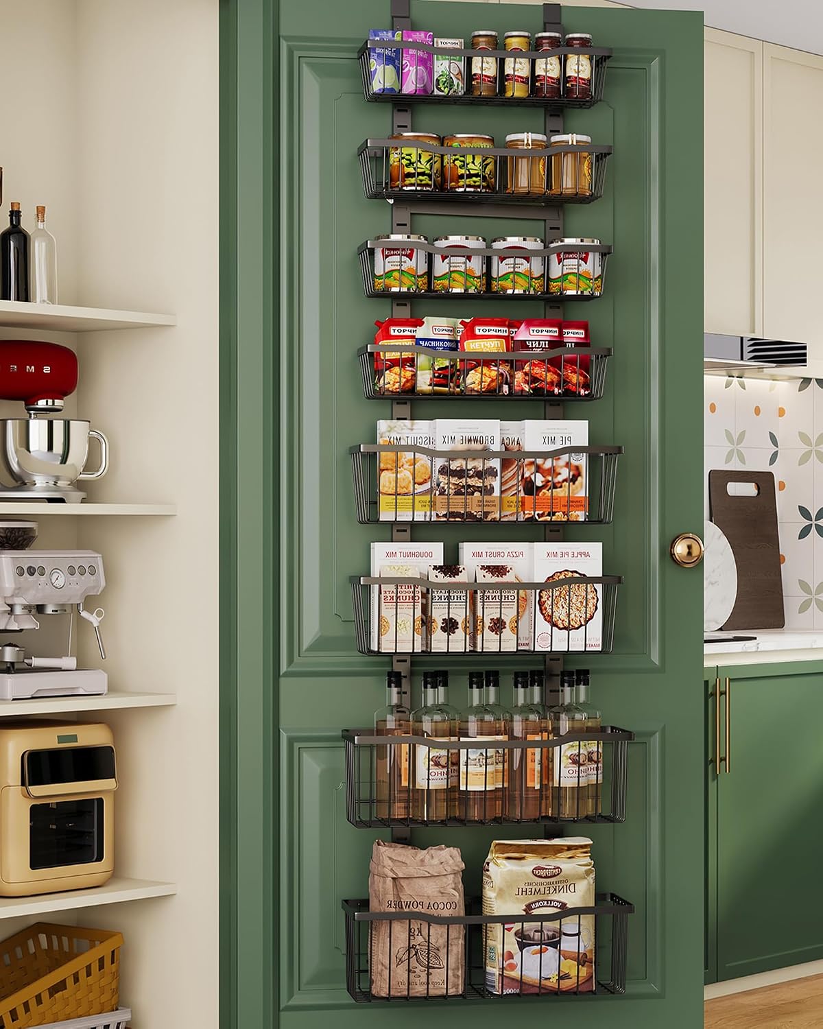 Black 8-Tier Metal Door Pantry Organizer