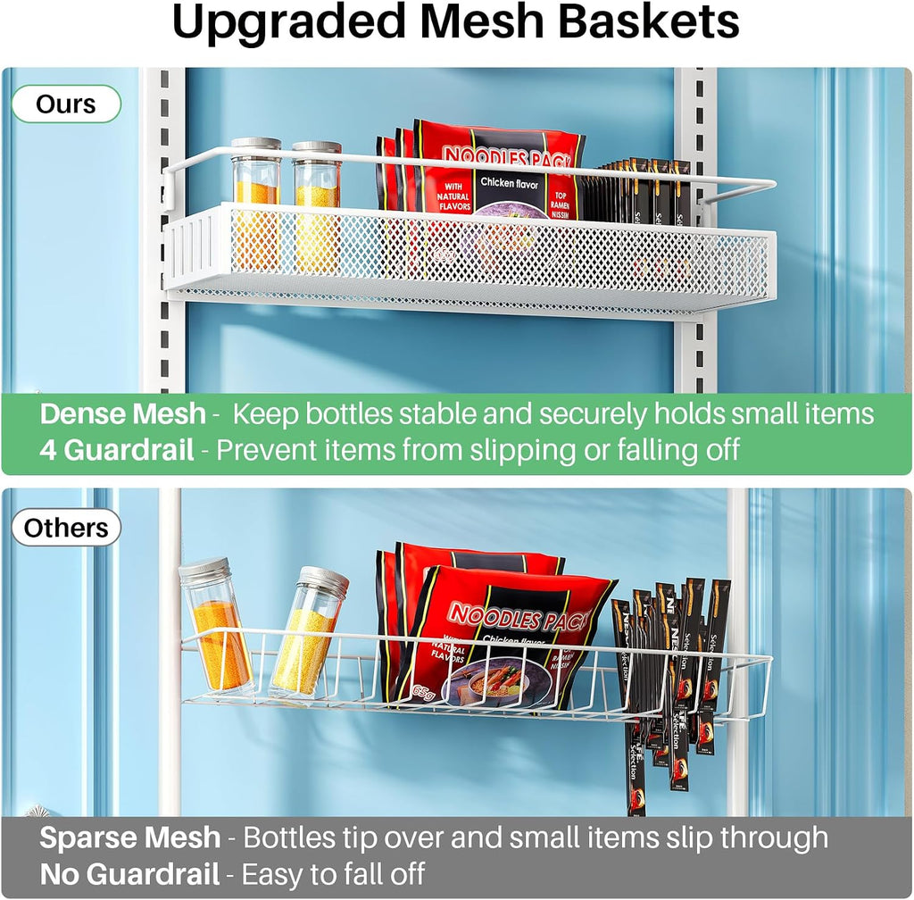 White Mesh 8-Tier Door Pantry Organizer