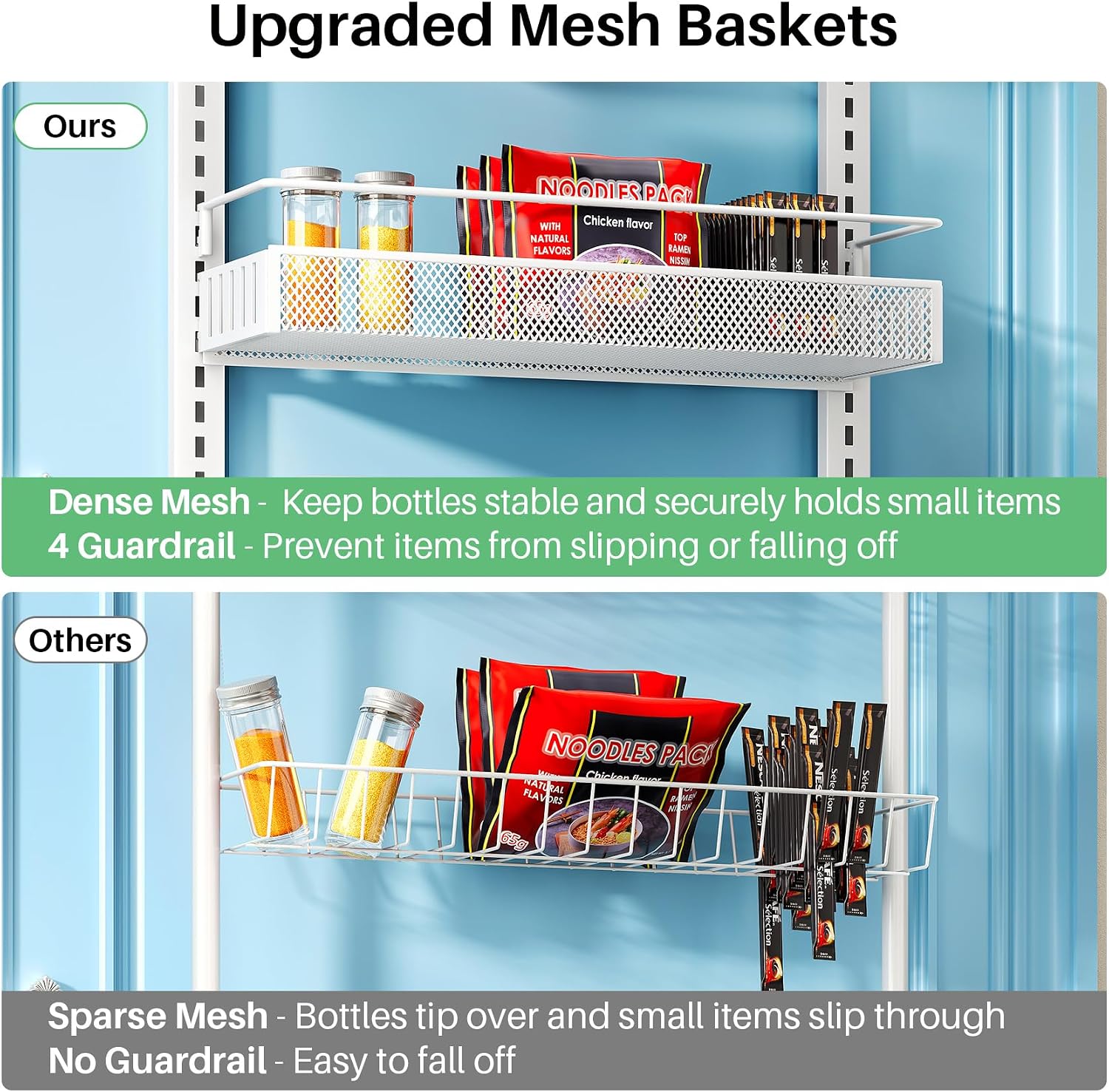 White Mesh 8-Tier Door Pantry Organizer