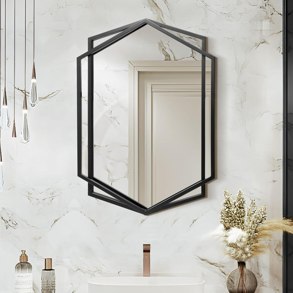 Black Metal Frame Vanity Wall Mirror