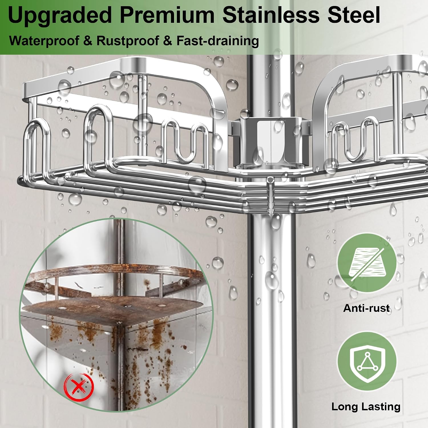 4-Tier Tension Pole Corner Shower Caddy