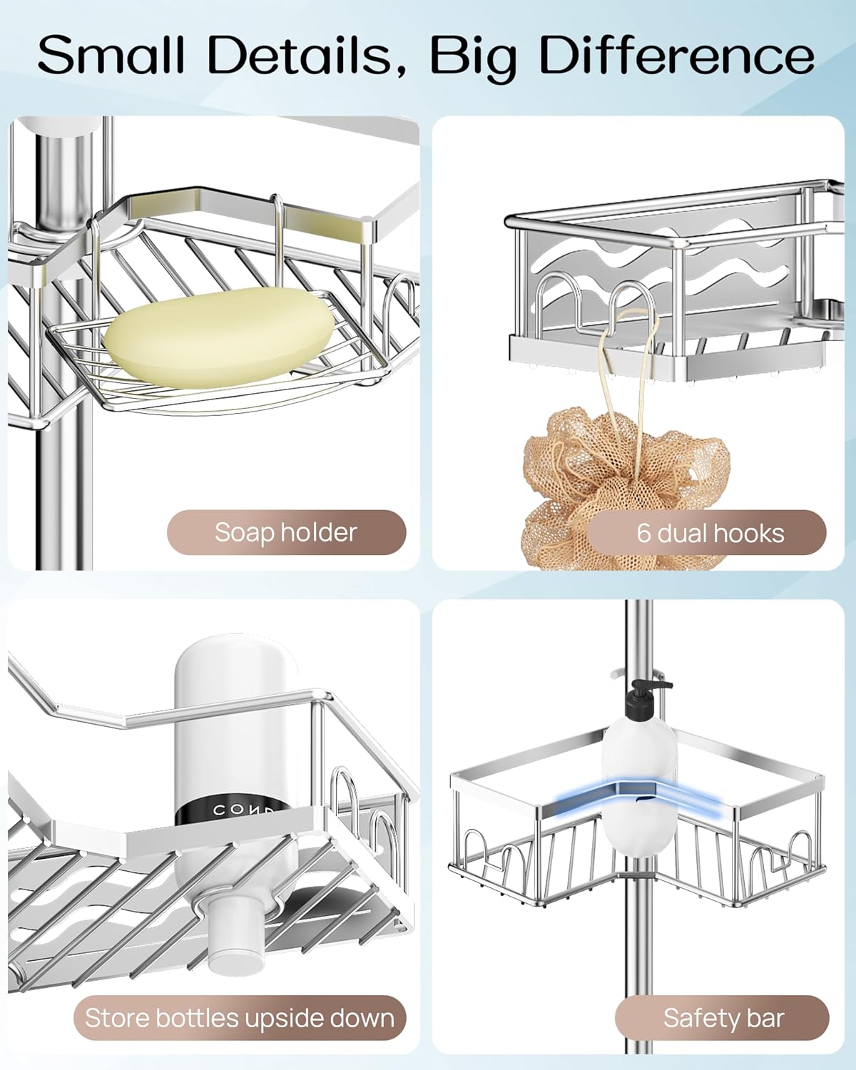 4-Tier Tension Pole Corner Shower Caddy