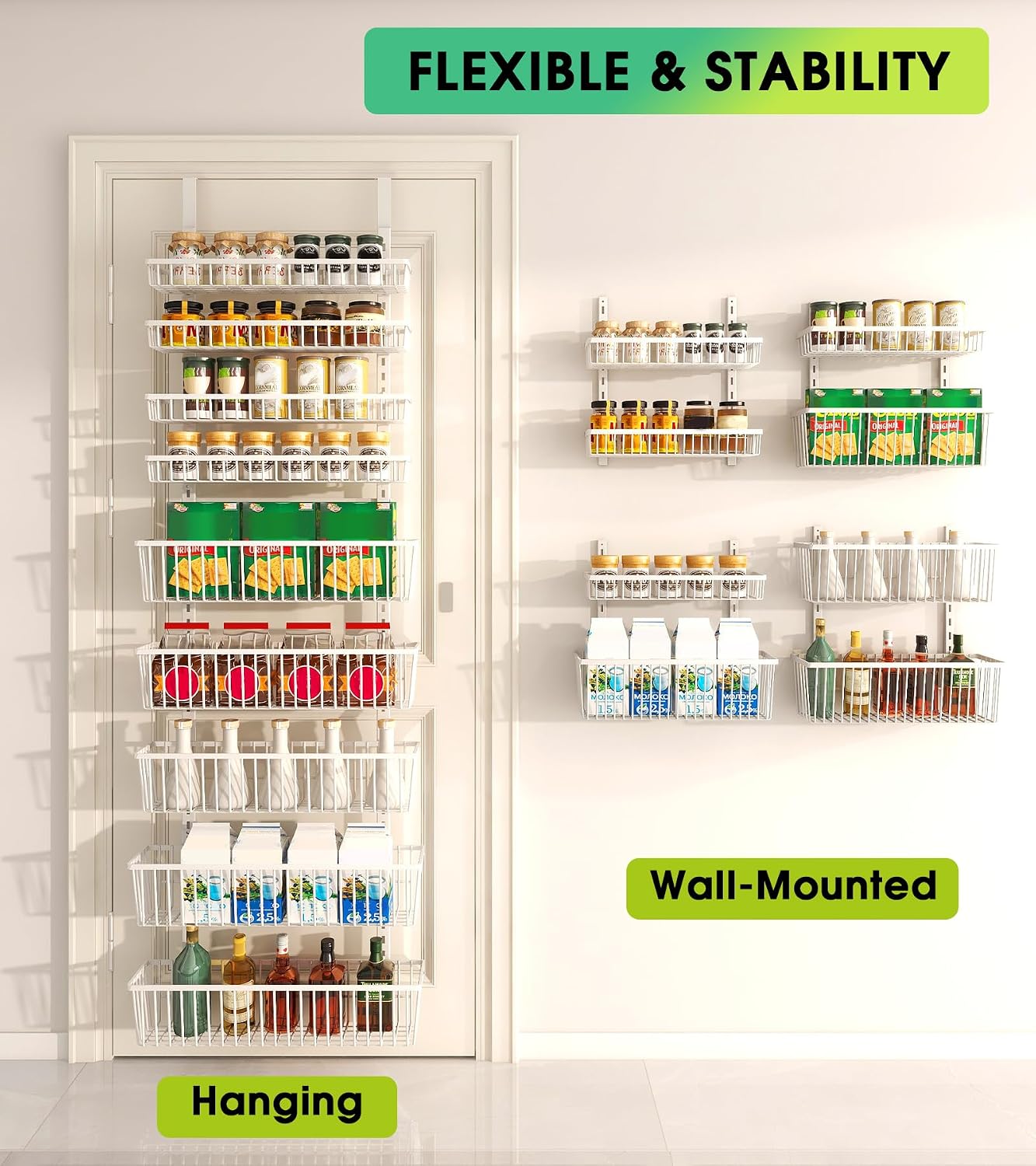 White Metal 9-Tier Door Spice Organizer