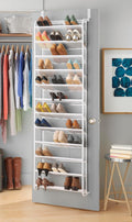White Mesh Over Door Shoe Organizer