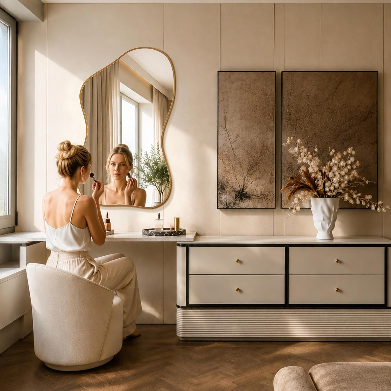 Gold Organic Irregular Wall Mirror