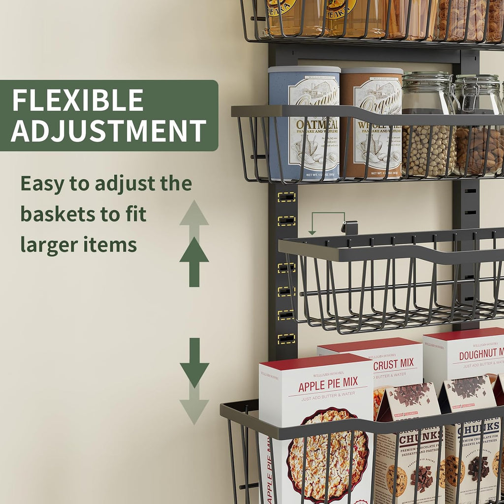 Black 8-Tier Metal Door Pantry Organizer