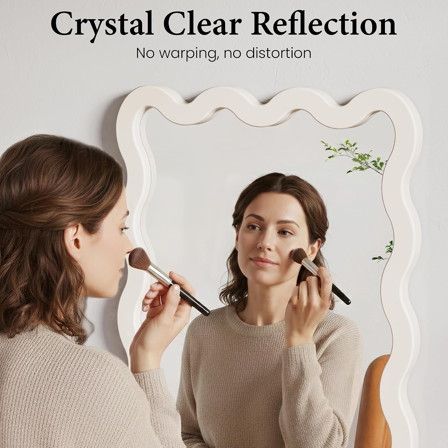 Wavy Solid Wood Aesthetic Wall Mirror
