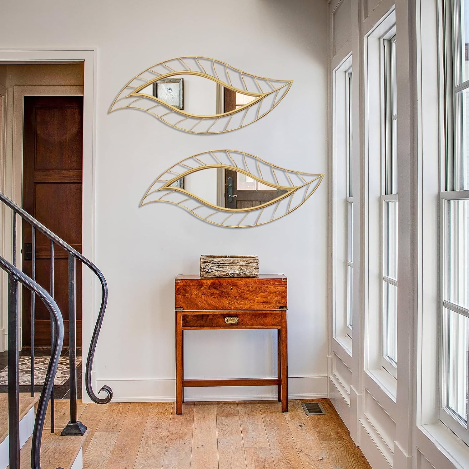Gold Leaf Teardrop Metal Wall Mirror