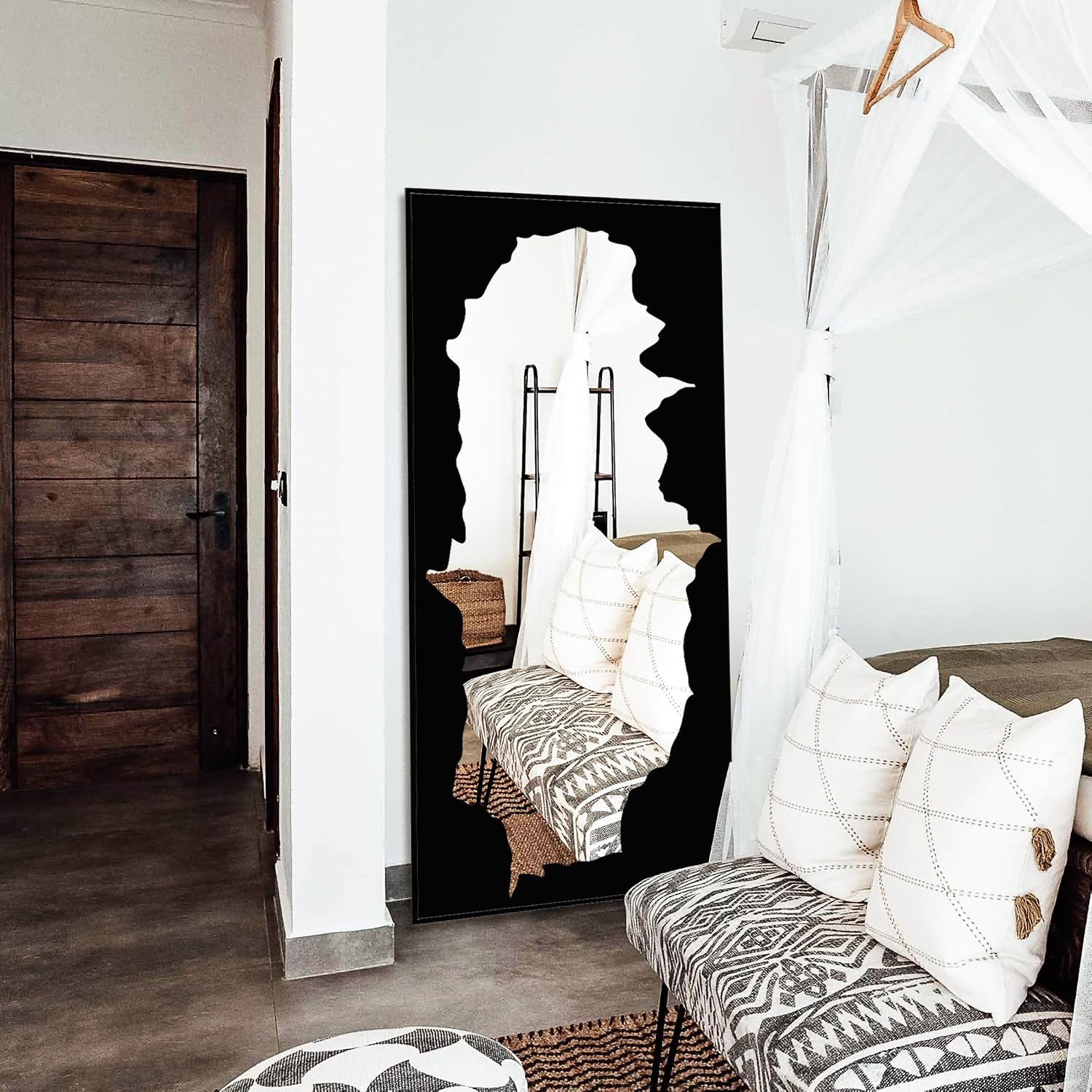 Black Abstract Full Length Standing Mirror