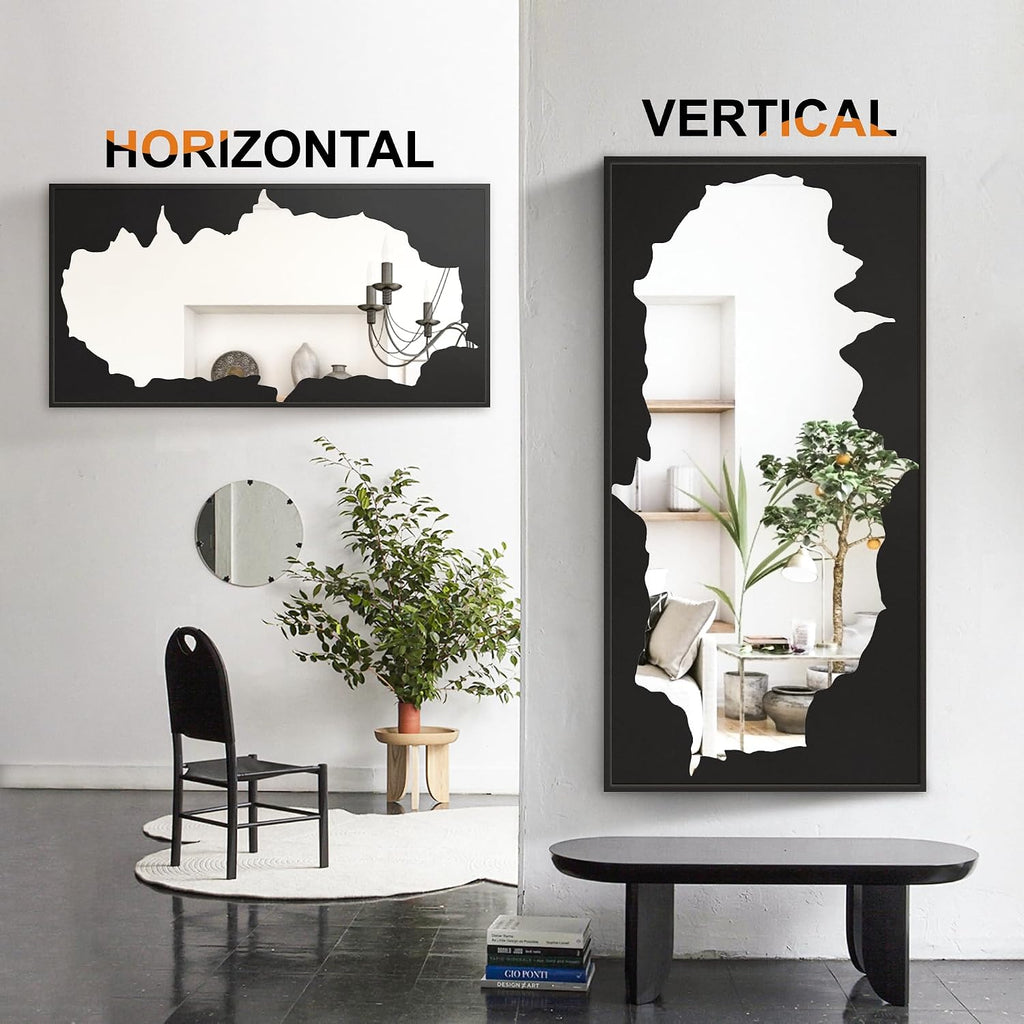 Black Abstract Full Length Standing Mirror