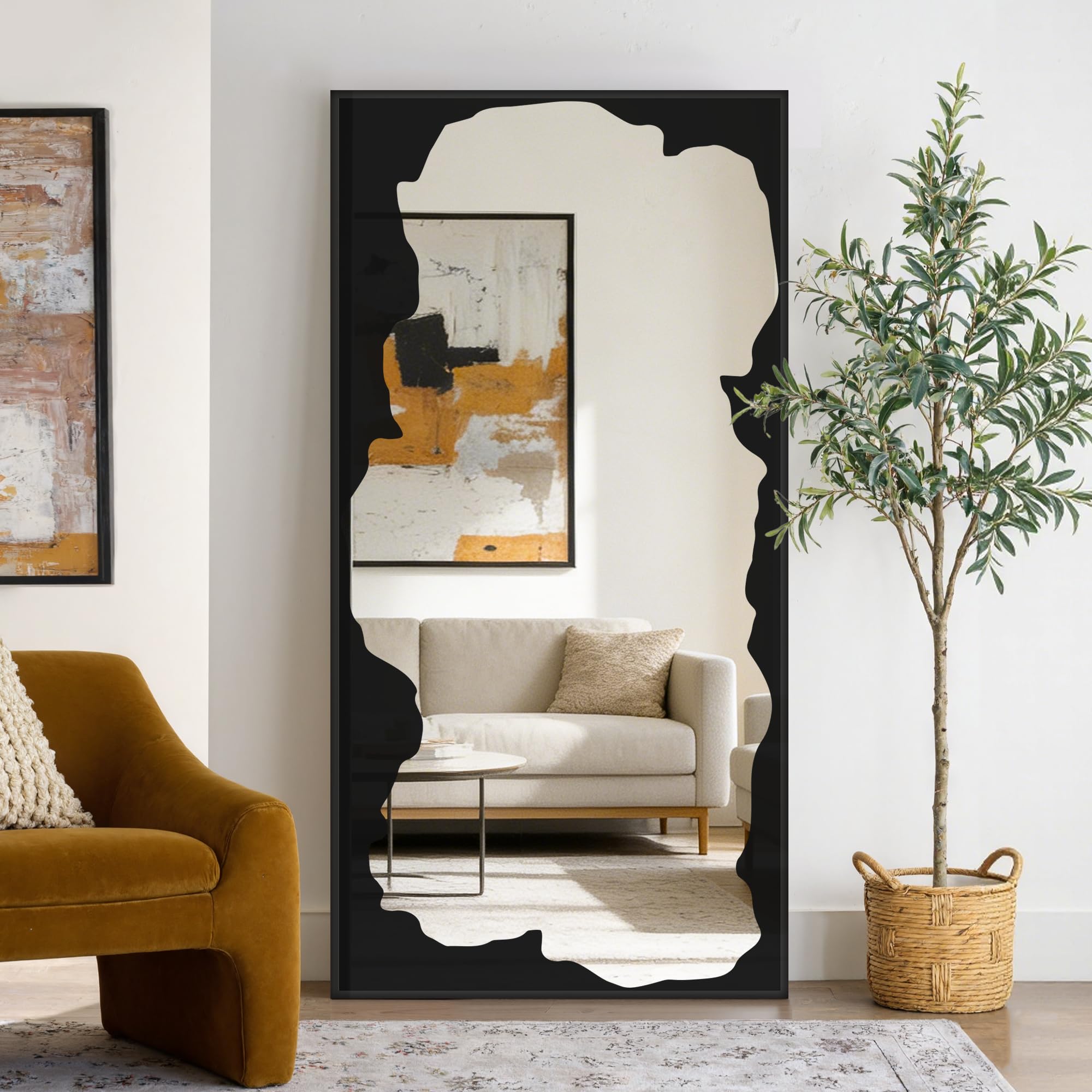 Black Abstract Full Length Standing Mirror