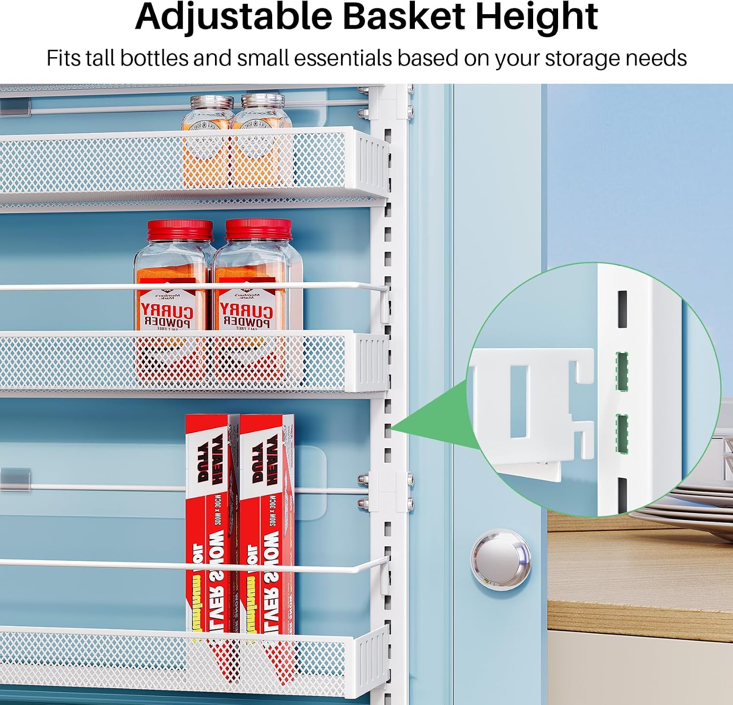 White Mesh 8-Tier Door Pantry Organizer