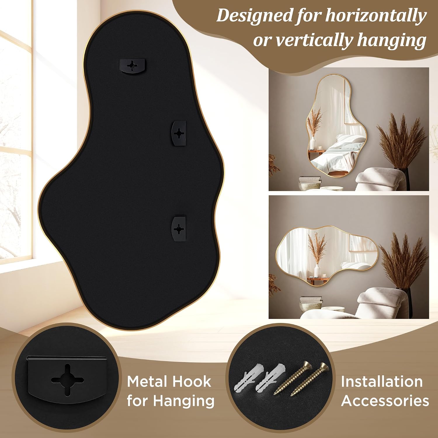 Gold Irregular Bathroom Wall Mirror