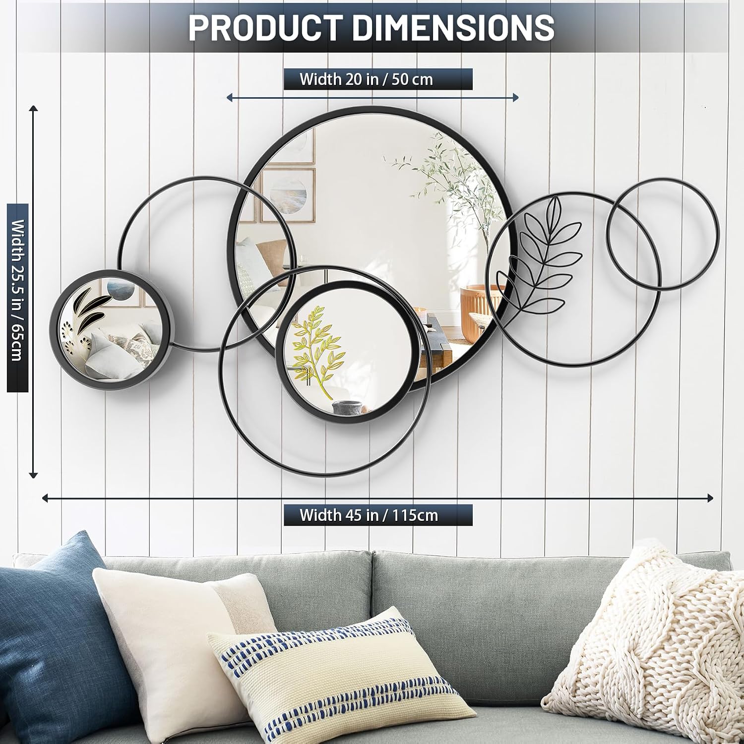 Large Metal Round Decor Wall Mirror