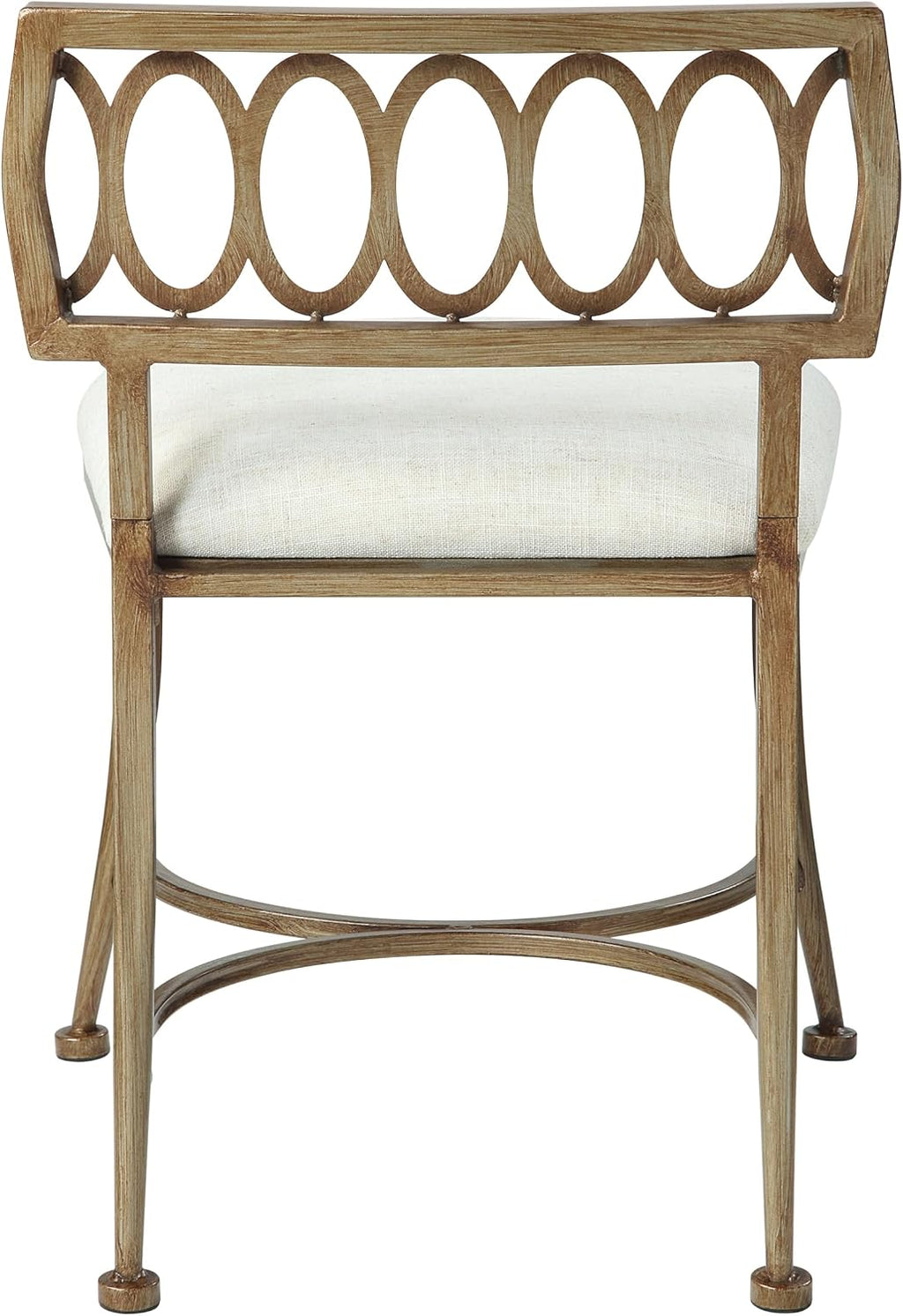 Golden Bronze Iron Frame Linen Low Back Vanity Stool