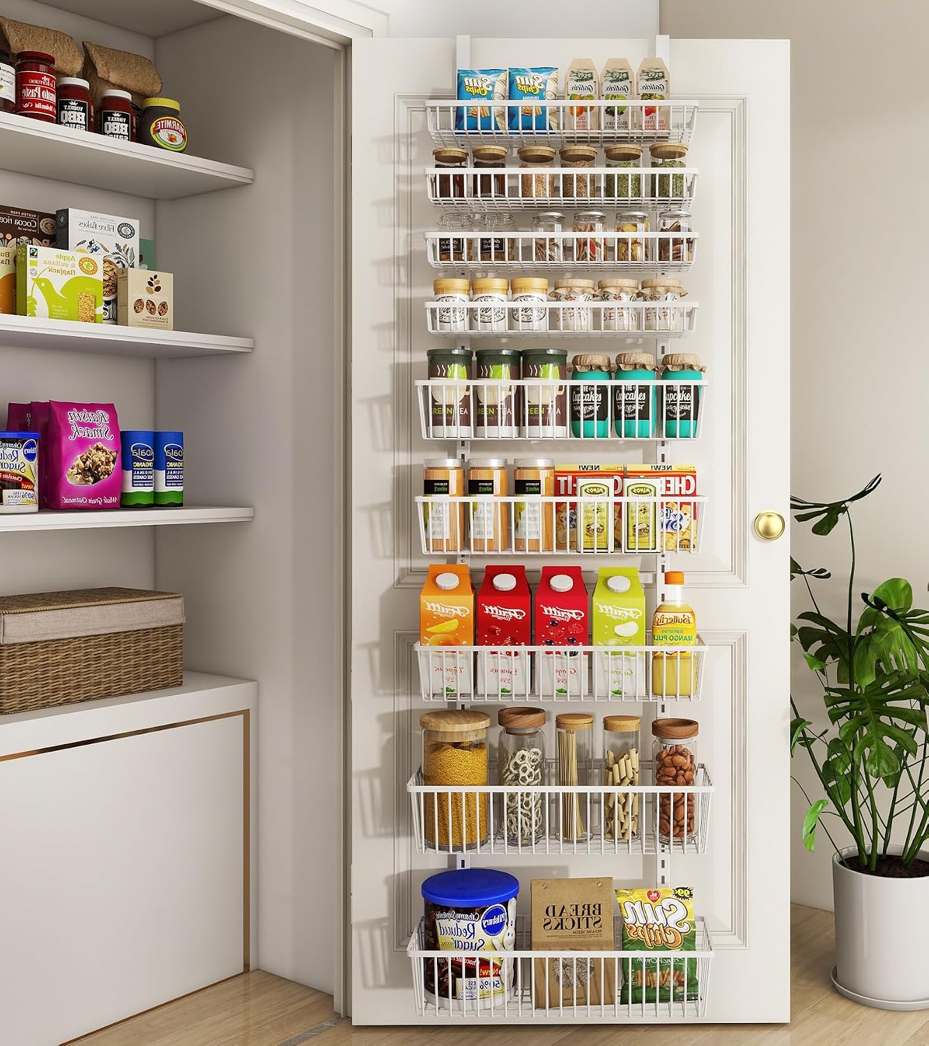 White Metal 9-Tier Door Spice Organizer
