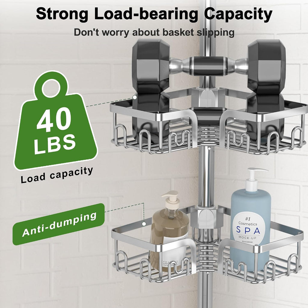 4-Tier Tension Pole Corner Shower Caddy
