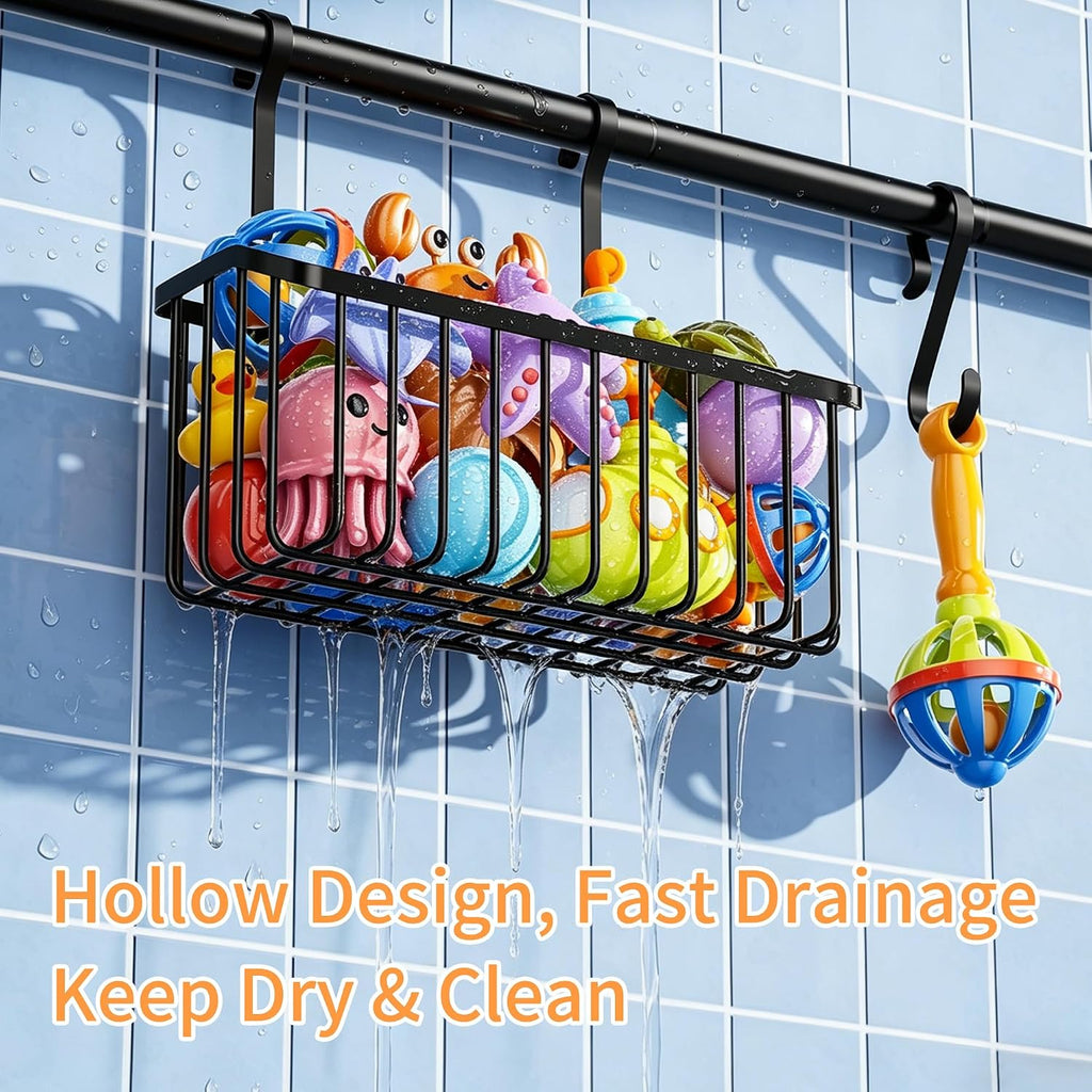 Black Over-Tub Kids Bath Toy Storage Rack