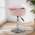 Pink Velvet Swivel Storage Vanity Ottoman