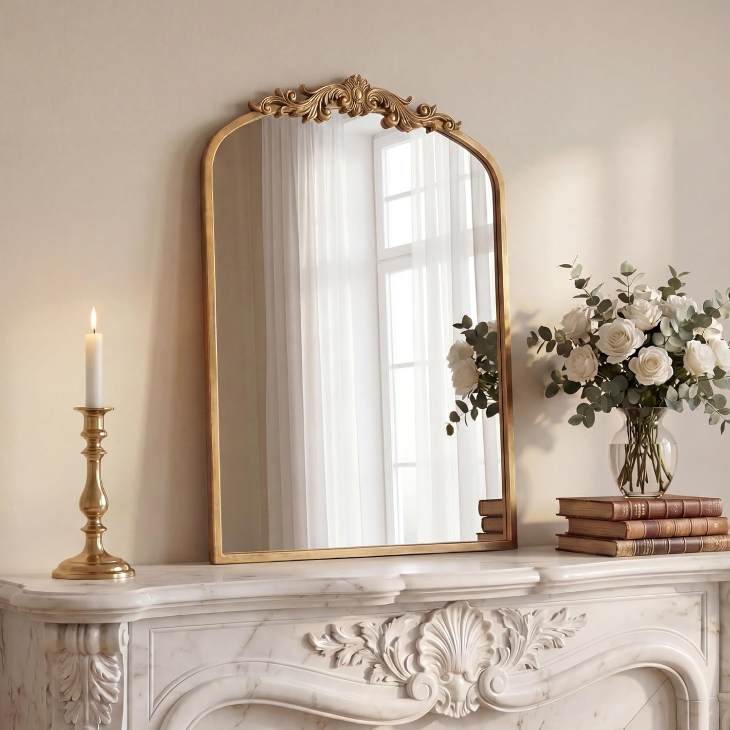 Gold Ornate Vintage Arched Mirror