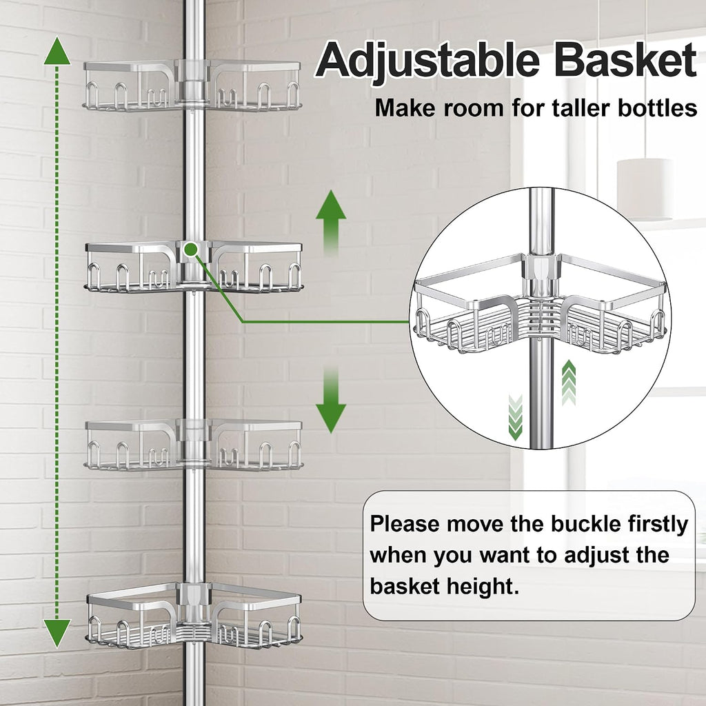 4-Tier Tension Pole Corner Shower Caddy