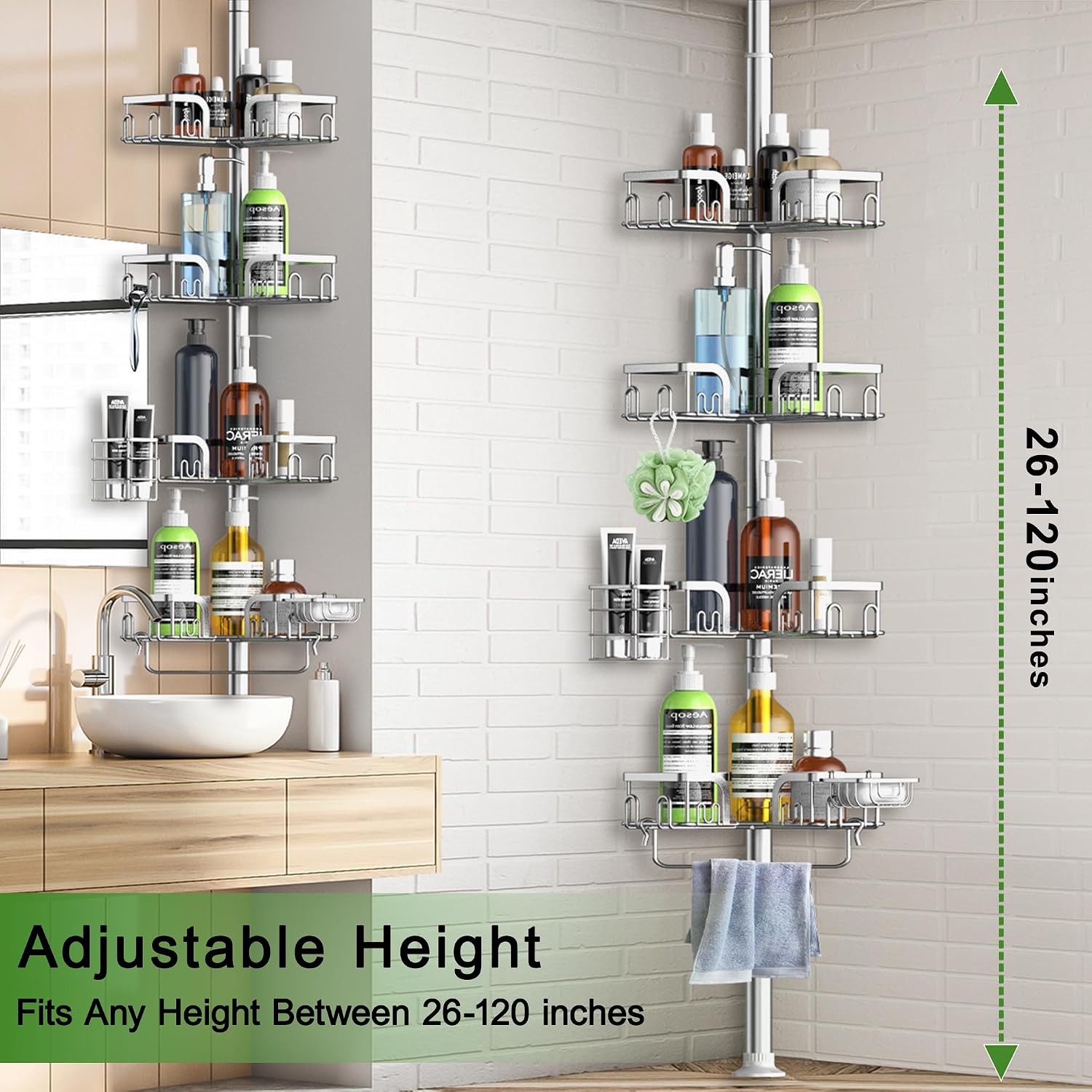 4-Tier Tension Pole Corner Shower Caddy